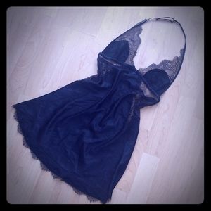 Victoria's Secret🐩 VS Black Lace Silk Slip Cutout